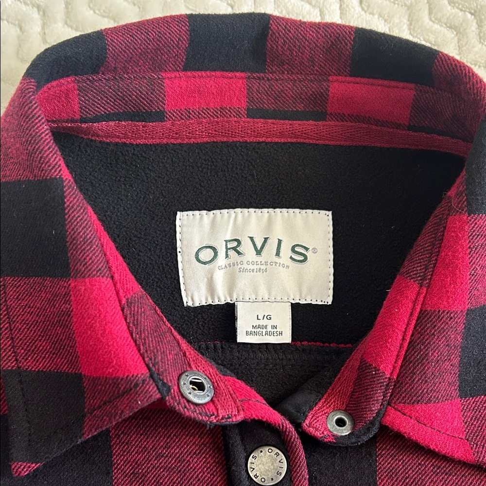 Orvis Women’s Plaid Button Down Shirt Jacket- Red and Black - Picture 2 of 7